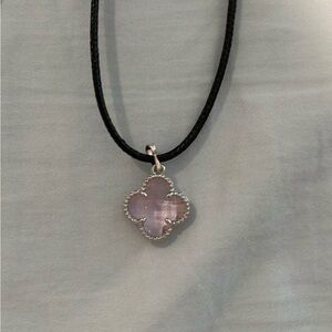S925 sterling silver Delicate Pink Clover Pendant Necklace